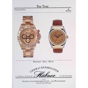 Rolex Daytona Oyster Perpetual Hübner Vtg Watch Ad Original Book Page Wall Art